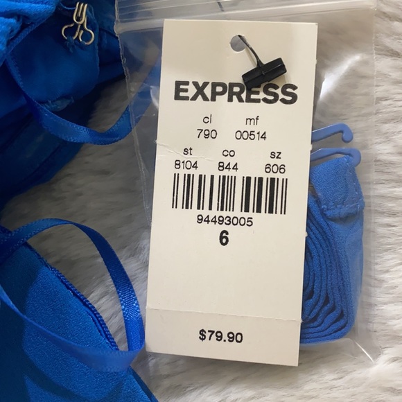 🆕 NWT size 6 Express Wedding Guest Blue Strapless Dress - Picture 14 of 14